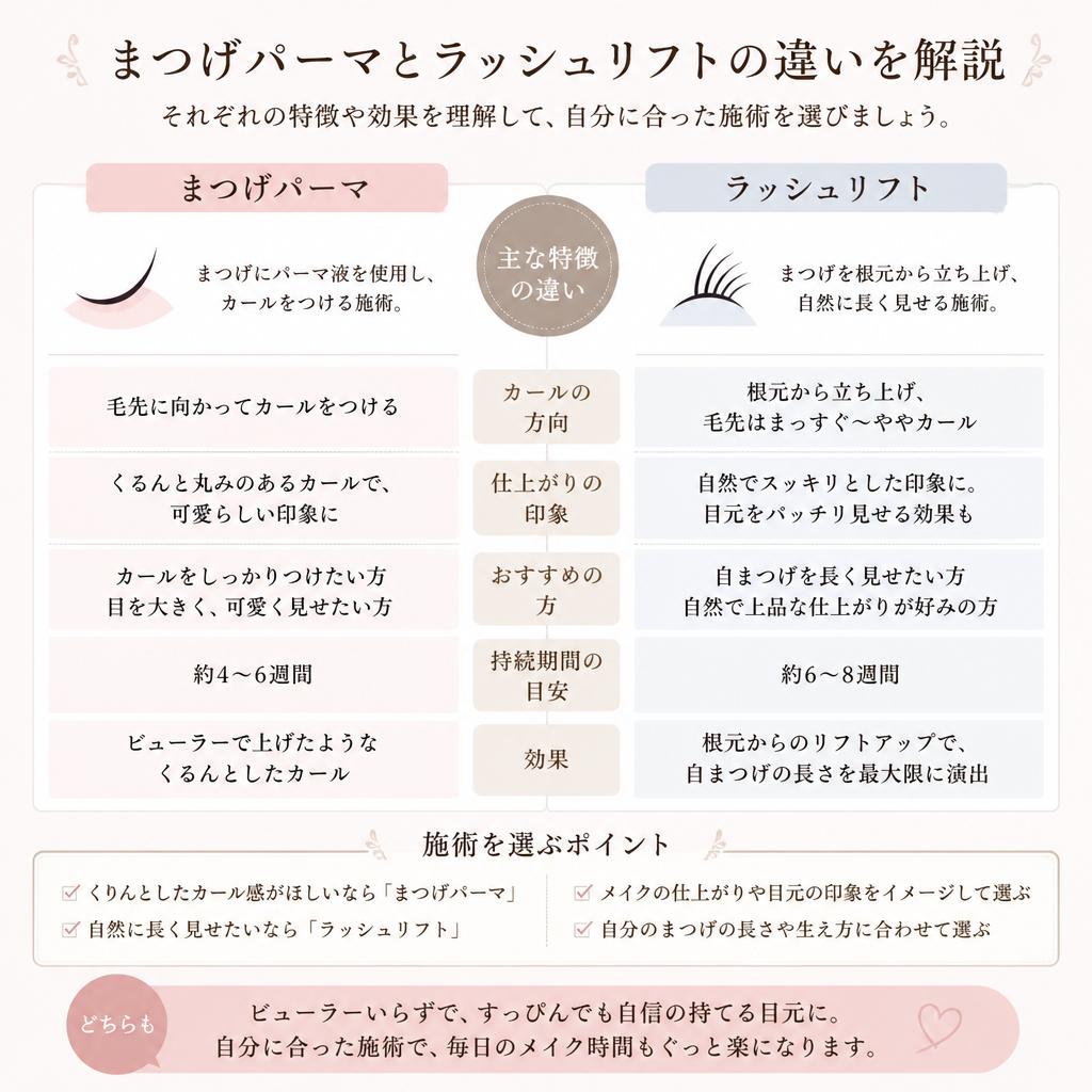 まつげパーマ vs. ラッシュリフト
