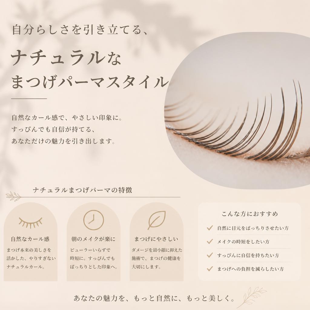 自分らしさを引き立てる、ナチュラルなまつげパーマスタイル